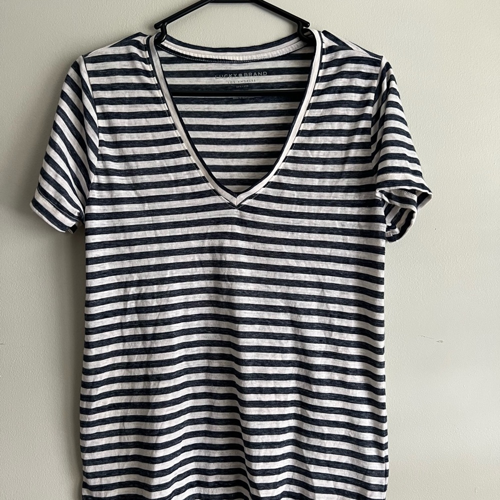 Lucky Brand Striped V-Neck T-Shirt